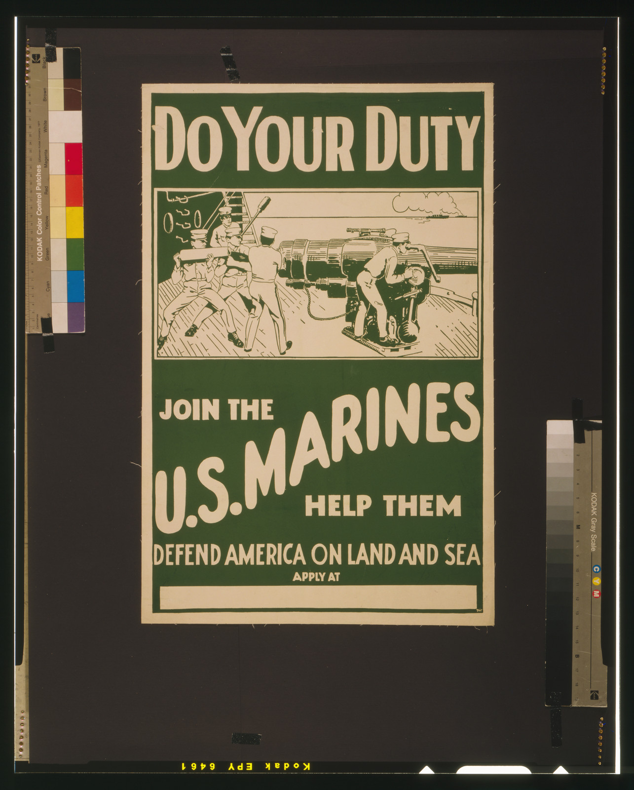 Do your duty - join the U.S. Marines Help them defend America on land and sea., [between 1914 and 1918] — vintage poster