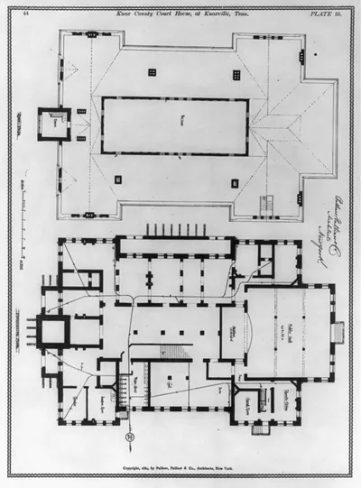 Knox County Court House, at Knoxville, Tenn.: Roof plan and foundation plan - plate 35
