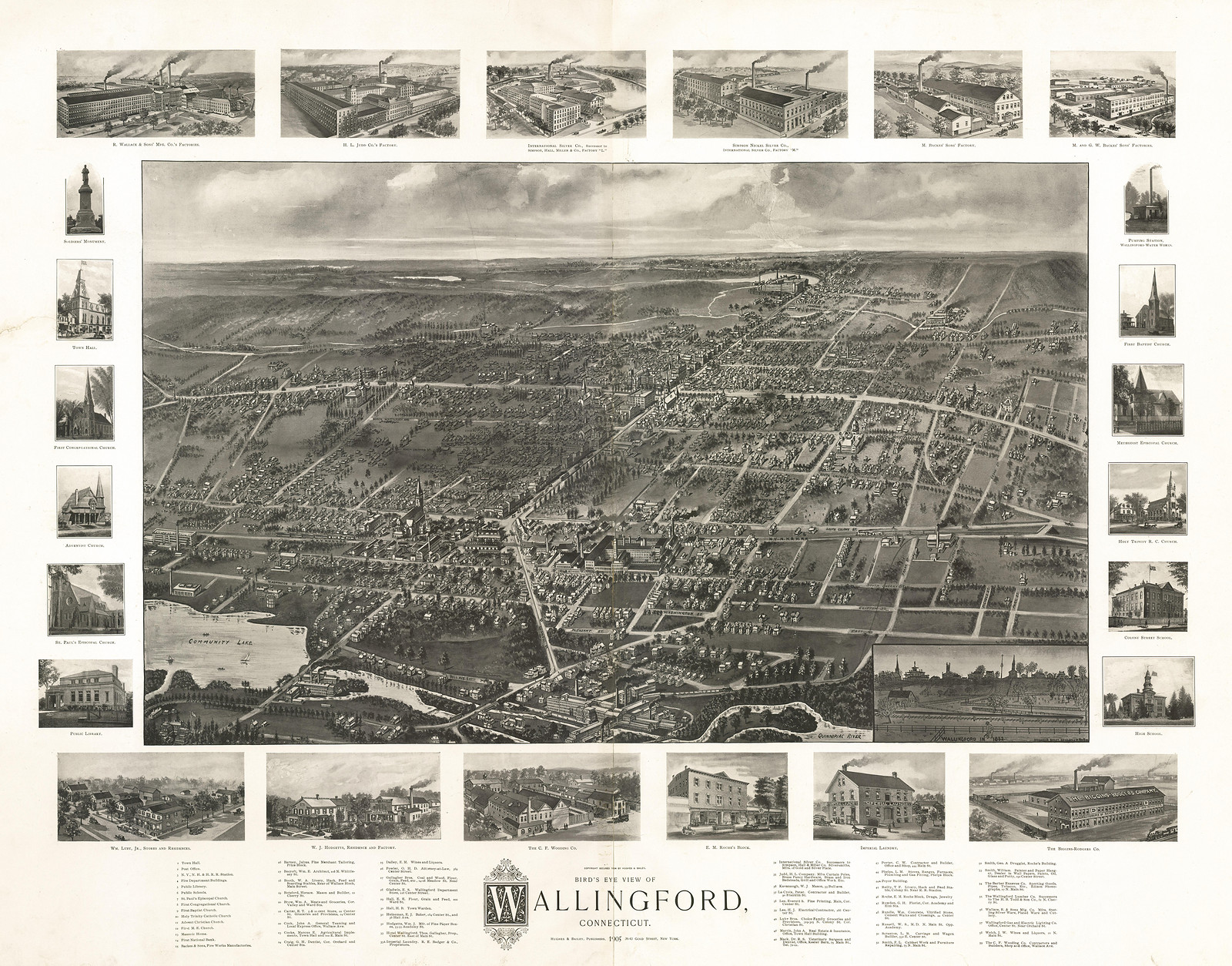CT Wallingford 1905 MAP, 1905 — antique map
