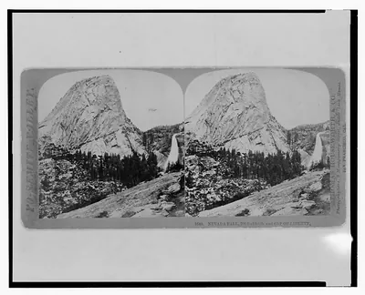 Yo-Semite Valley. Nevada Fall, 700 feet high, and Cap of Liberty
