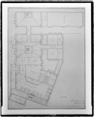 [Hotel for Azariah Fuller, (Kirkwood House), Pennsylvania Avenue and 12th Street, N.W., Washington, D.C. Cellar floor plan]