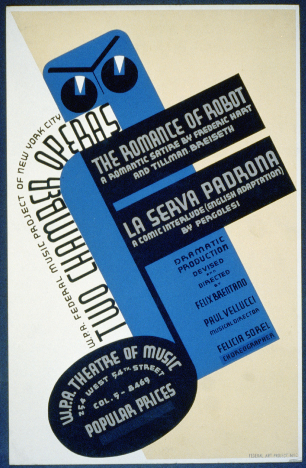 W.P.A. Federal Music Project of New York City [presents] two chamber operas The roman, 1936 — vintage poster
