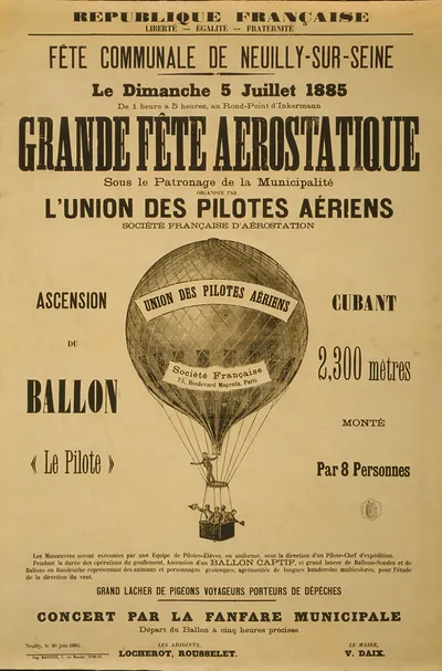 Grande fête aerostatique organisée par l'union des pilotes aériens société francaise d'aérostation.