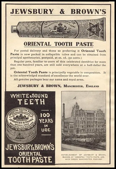 Jewsbury & Brown's Oriental Tooth Paste advertisement