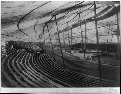 [Interior of large circus tent]