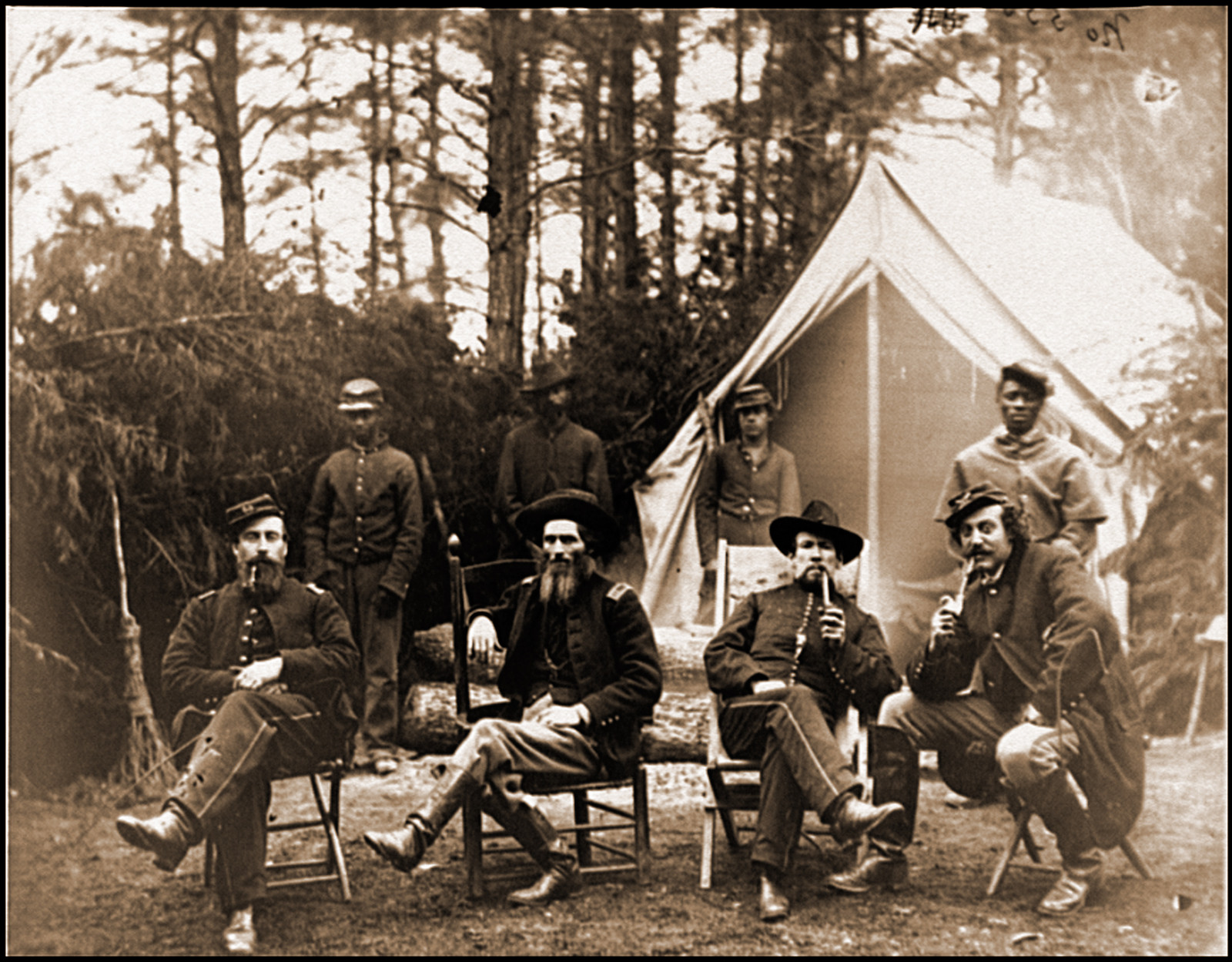 Brandy Station Va. Capt. James M. Robertson and staff 1st Brigade Horse Artillery, 1864 — historic photograph