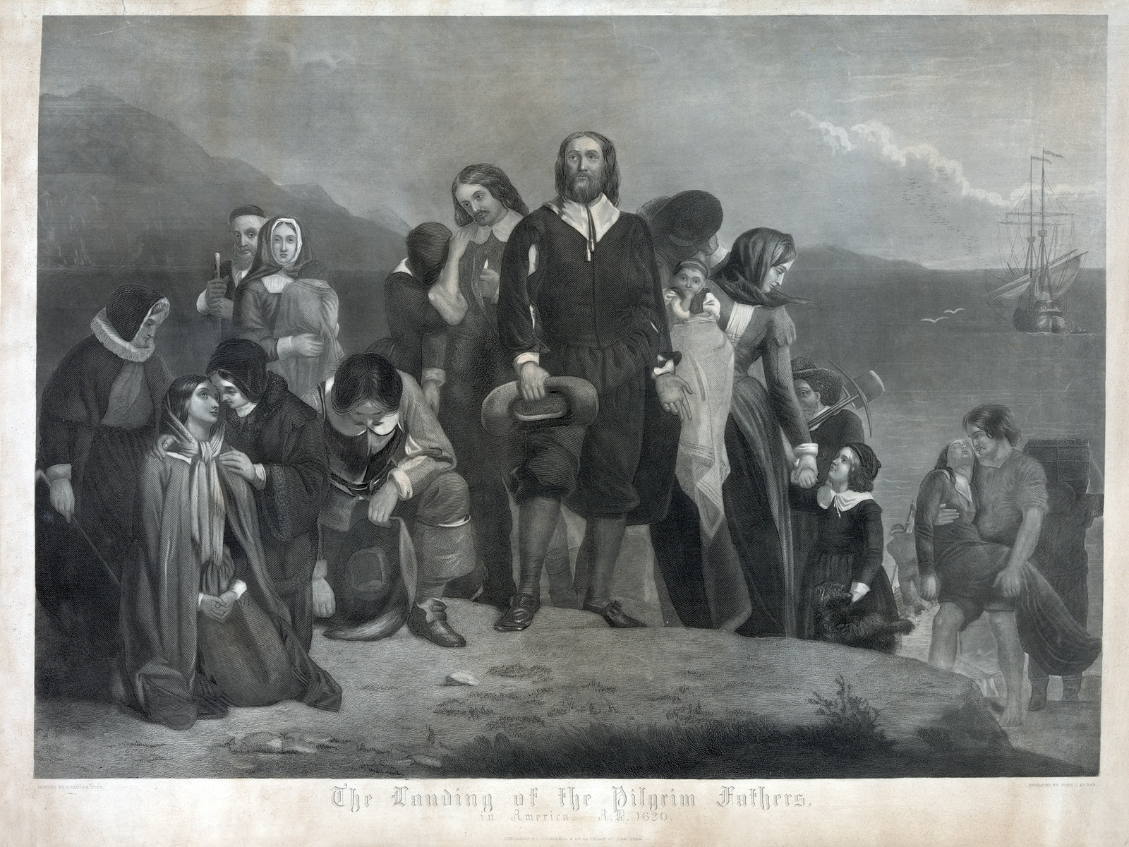 The Landing of the Pilgrim Fathers in America, A.D. 1620 — historic image