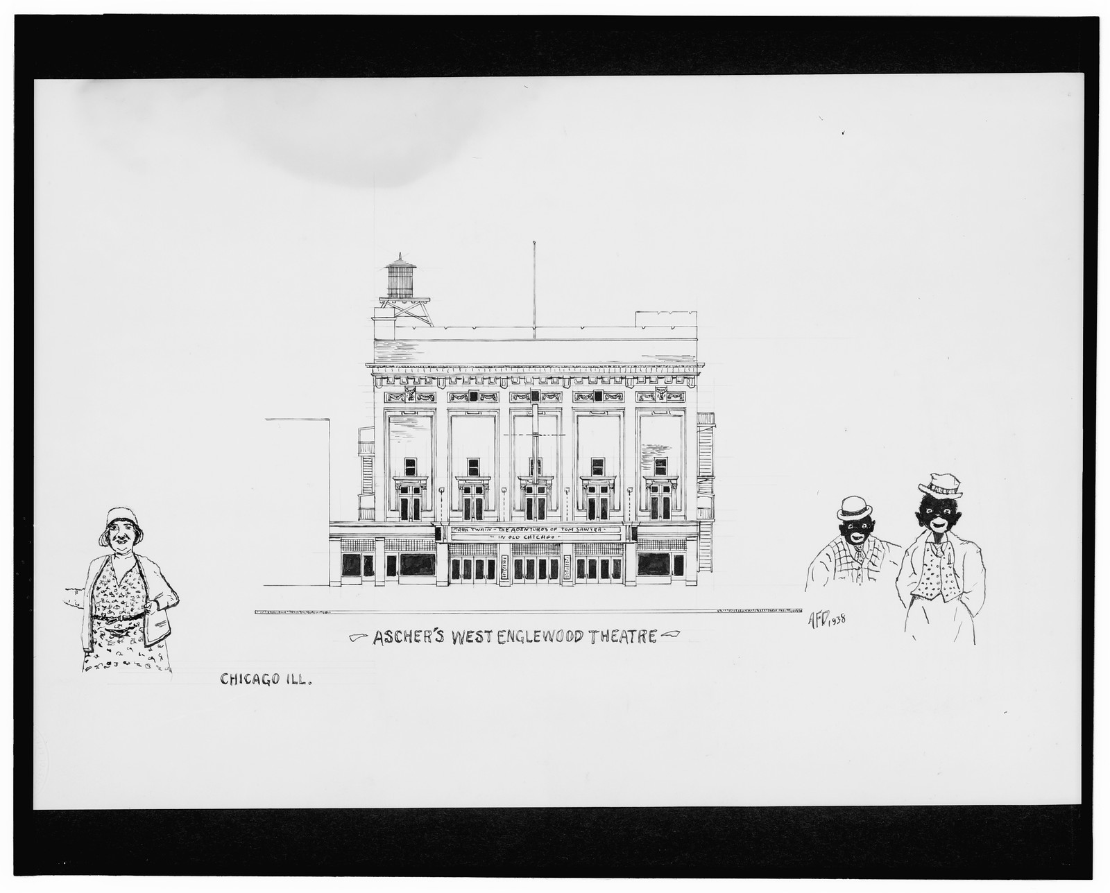 [Ascher's West Englewood Theatre, Chicago, Illinois] / AFD 1938., And Engineering (ADE) Drawings — vintage poster