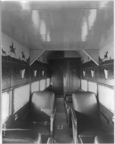 [Interior of Ford trimotor plane with club" type cabin furnishings]"