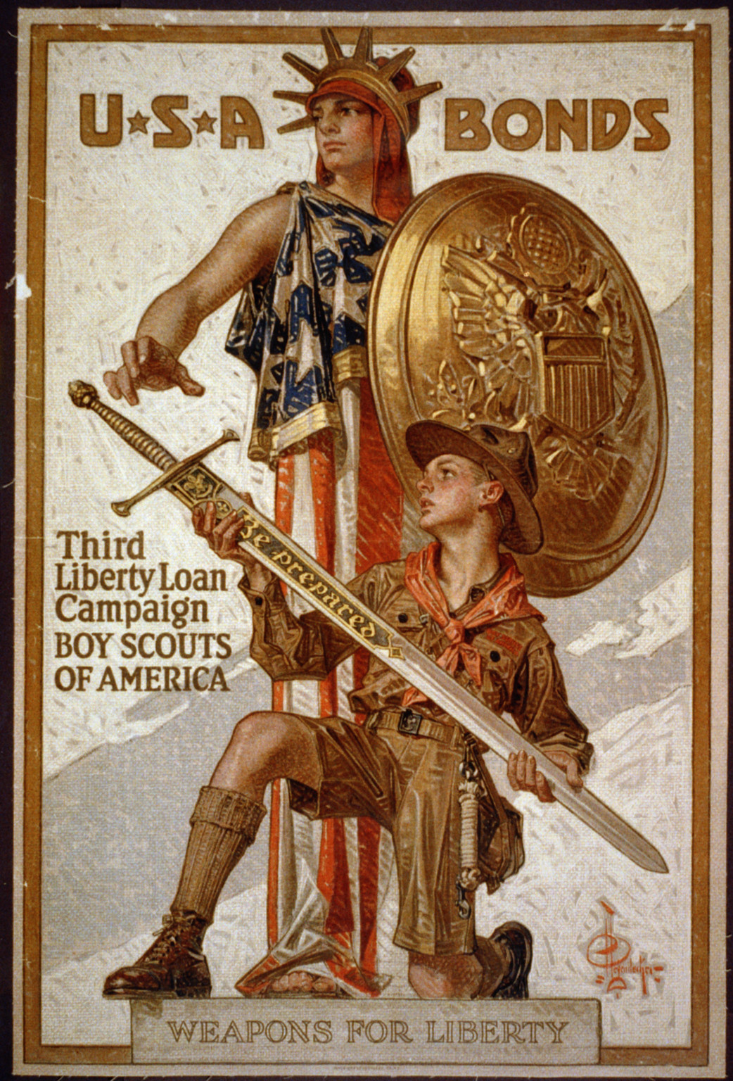 U*S*A Bonds - Third Liberty Loan Campaign - Boy Scouts of America Weapons for liberty / J.C. Leyendecker ; American Lithographic Co. N.Y., [1917] — vintage poster