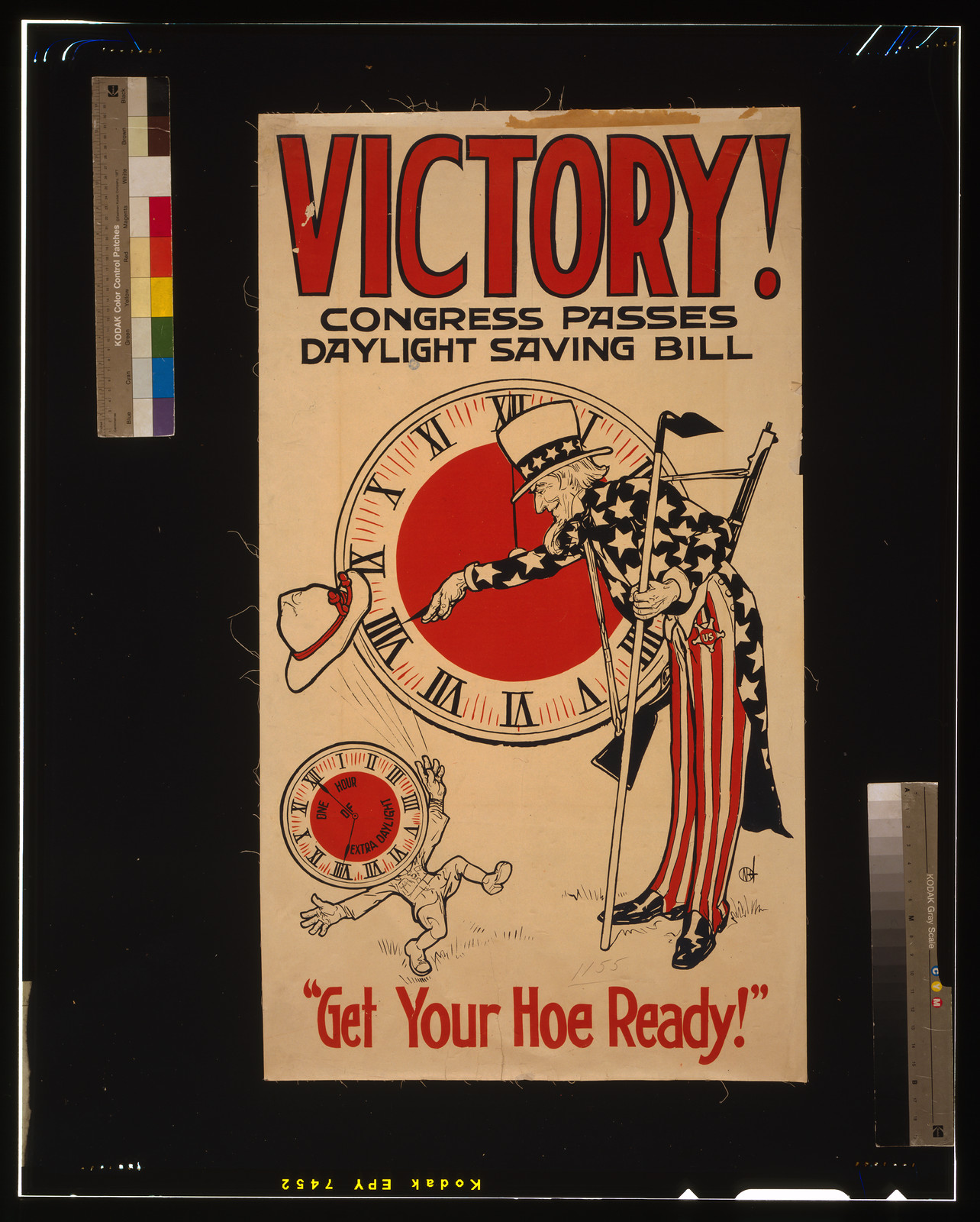Victory! Congress passes daylight saving bill, 1918 — vintage poster