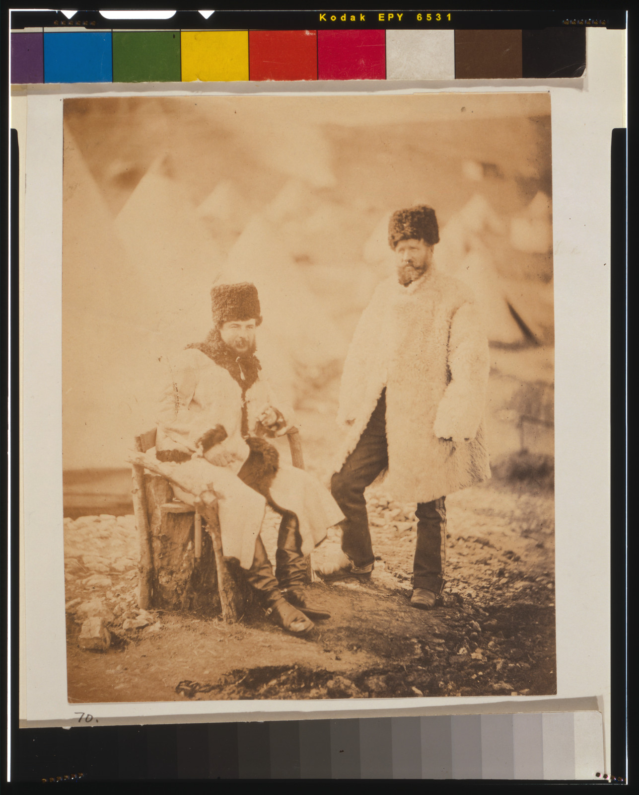 Captain Brown, 4th Light Dragoons & servant, winter dress, [1855] — historic photograph