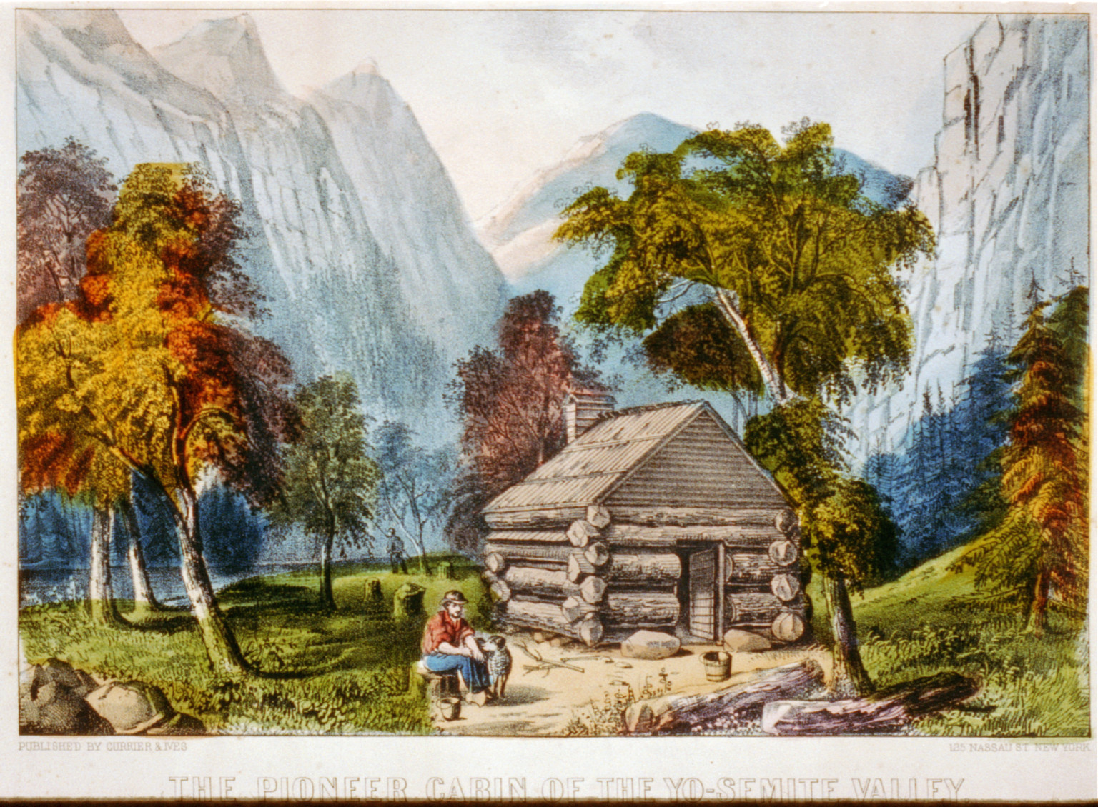 The pioneer cabin of the Yo-semite Valley, New York : Published by Currier & Ives, [between 1856 and 1907] — antique lithograph
