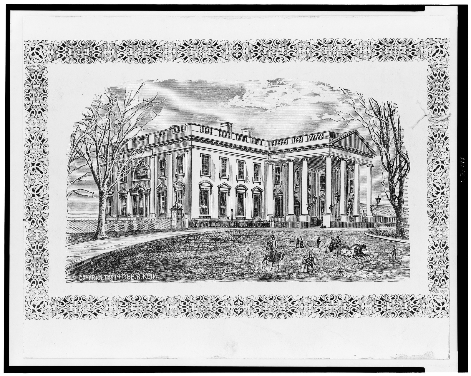 [Exterior of the White House, Washington, D.C.] / H.H. Nichols, sc., c1874. — antique engraving