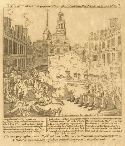 The Bloody Massacre, perpetrated in King-Street, Boston, engraving by Paul Revere