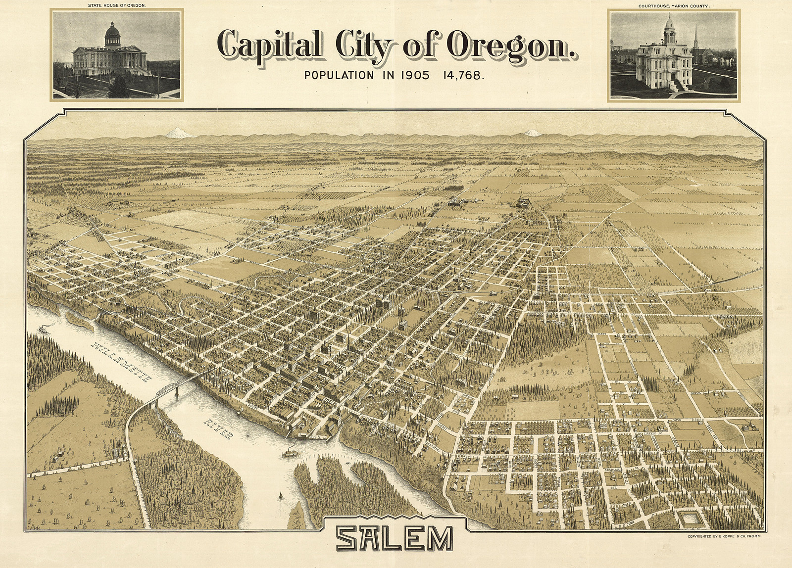 Salem, Oregon, 1905, 1905 — antique map