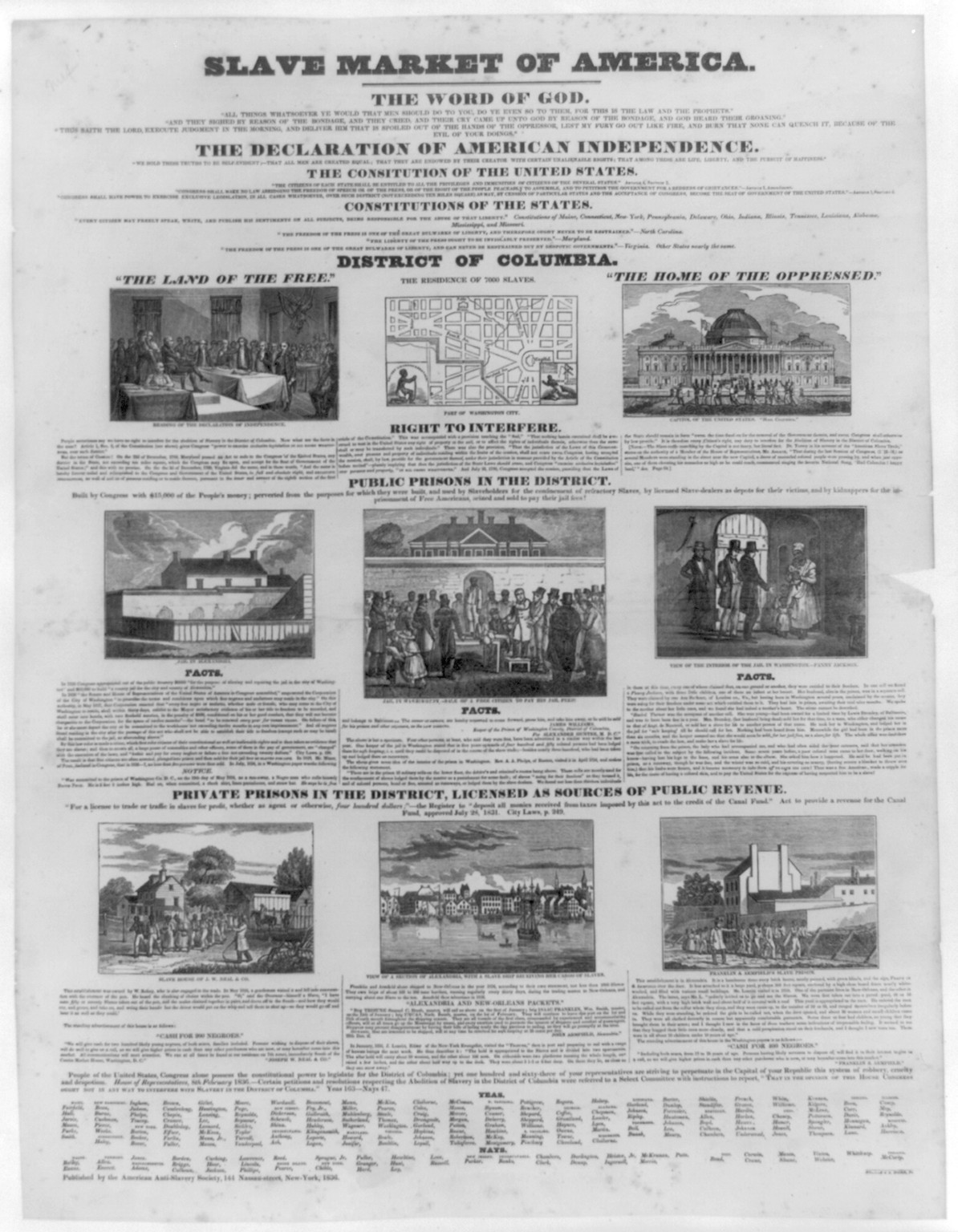 Slave market of America, New-York : Published by the American Anti-Slavery Society, 1836. — antique engraving
