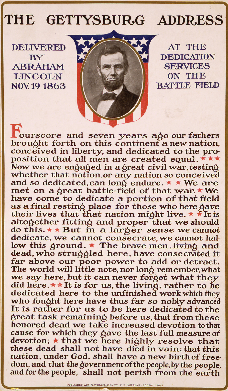The Gettysburg Address Delivered By Abraham Lincoln, November 19, 1863, At The Dedication Services On The Battle Field, January 11, 1909 — historic print