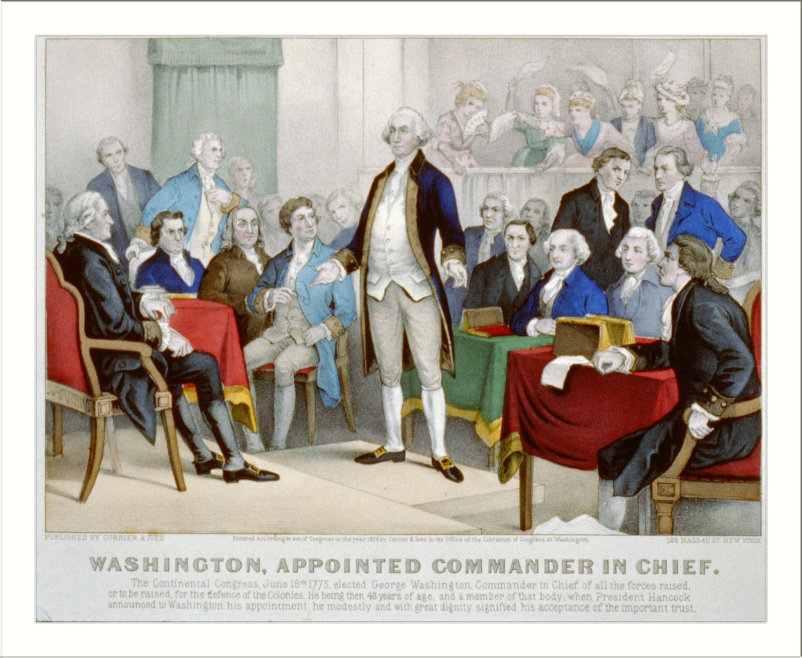 Washington, appointed Commander in Chief, New York : Published by Currier & Ives, c1876. — antique lithograph