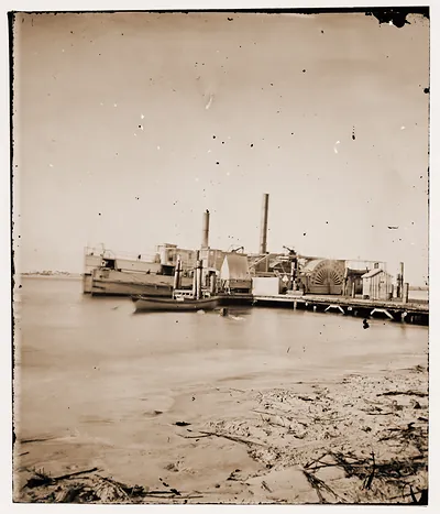 Charleston South Carolina (vicinity). Steamers at wharf