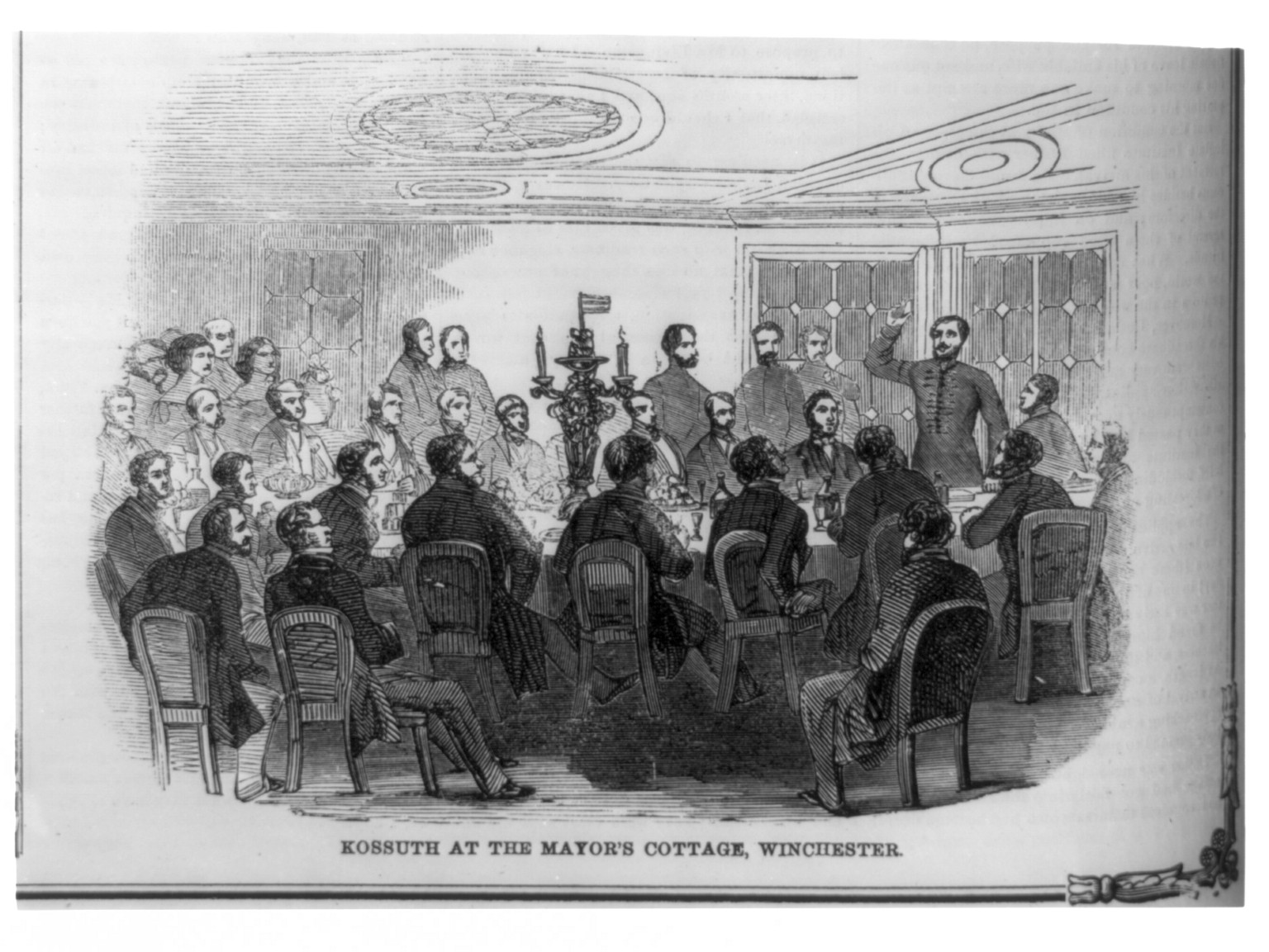 Kossuth at the Mayor's cottage, Winchester, 1851 Dec. 6. — antique engraving
