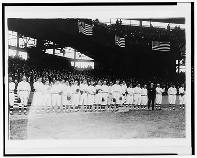 Players assembled for the opening ball game, Griffith Stadium, Washington, D.C.