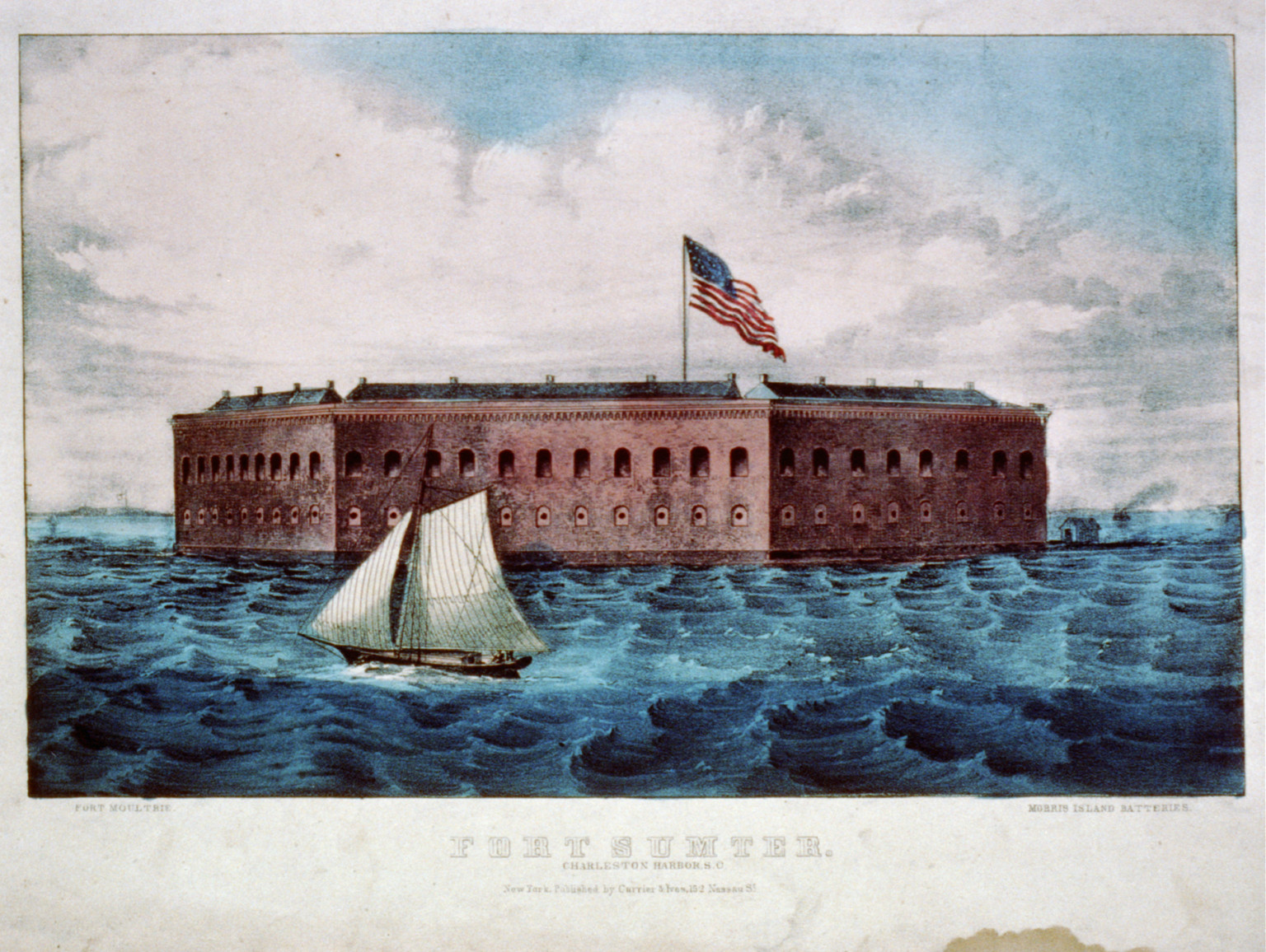 Fort Sumter: Charleston Harbor, S.C., New York : Published by Currier & Ives, [between 1860 and 1870] — antique lithograph