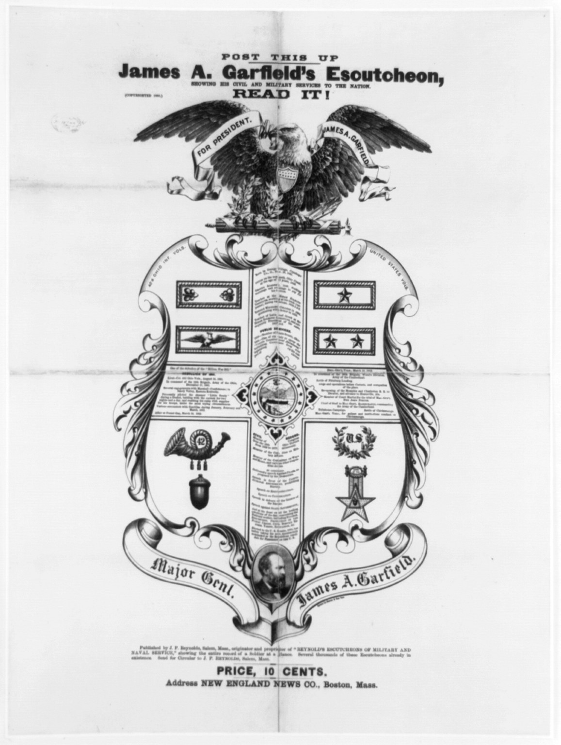 James A. Garfield's escutcheon,..., c1880. — historic print