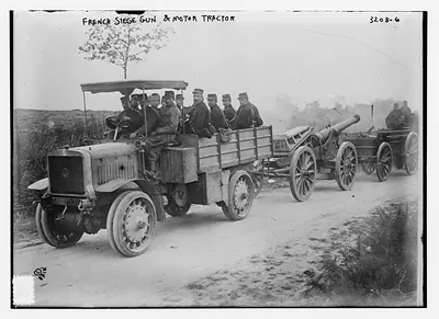 French Siege gun and motor tractor