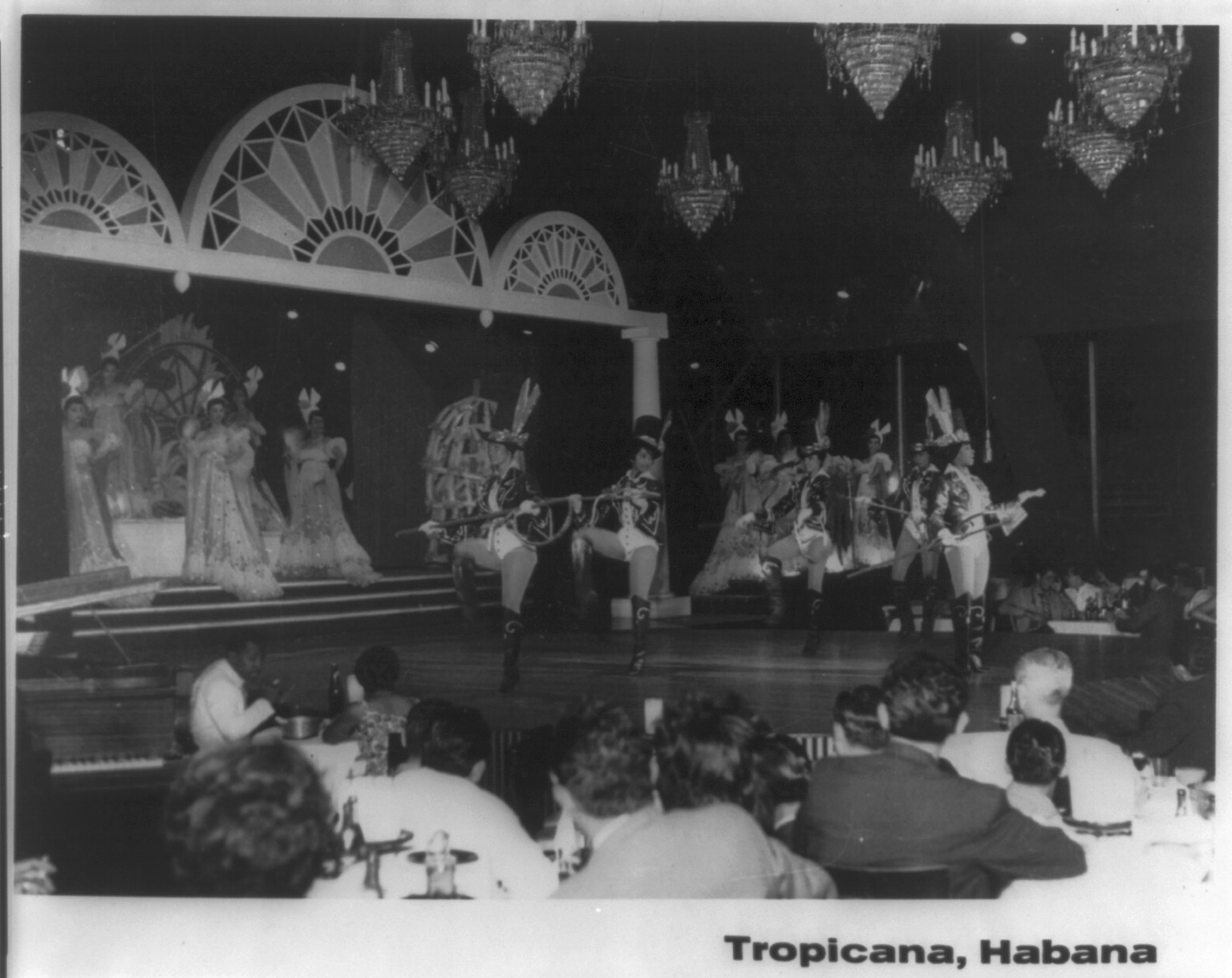 Tropicana, Habana: dancers performing on stage — historic image