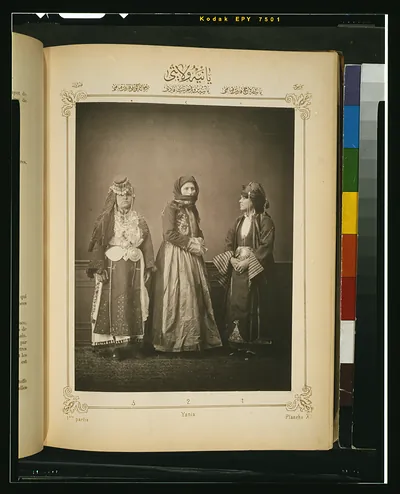 [Studio portrait of models wearing traditional clothing from the province of Yania (Yanya), Ottoman Empire]