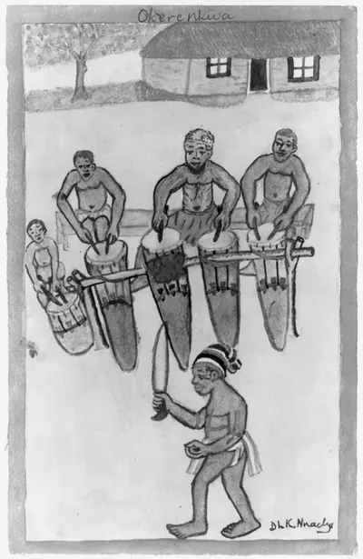 Antique Photo Print - Watercolor painting by the Nigerian artist D.L.K (2)