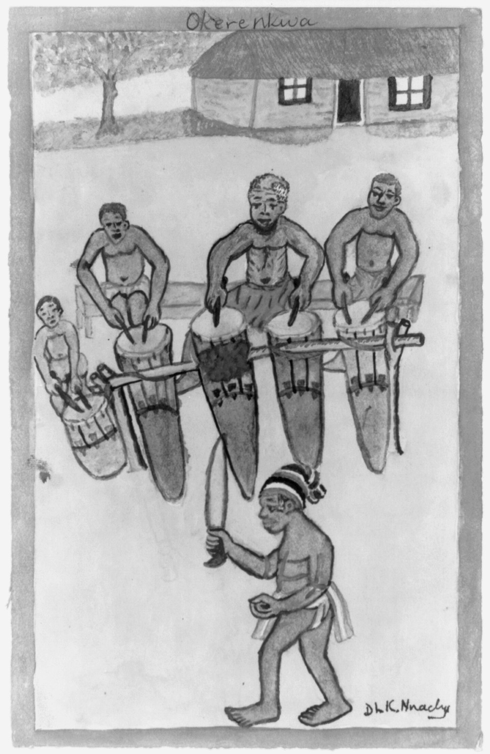 Antique Photo Print - Watercolor painting by the Nigerian artist D.L.K (2) — historic print