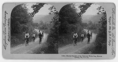 Bicycle Tourists [7 men] at the Delaware Water Gap, Monroe County, Pa.