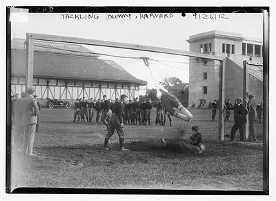Tackling dummy, Harvard, 9/26/12 football team practicing