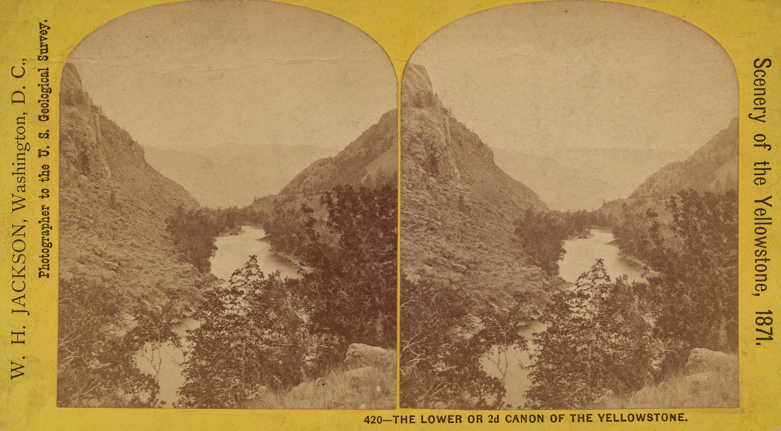The lower or 2nd canon of the Yellowstone, 1871 — historic photograph
