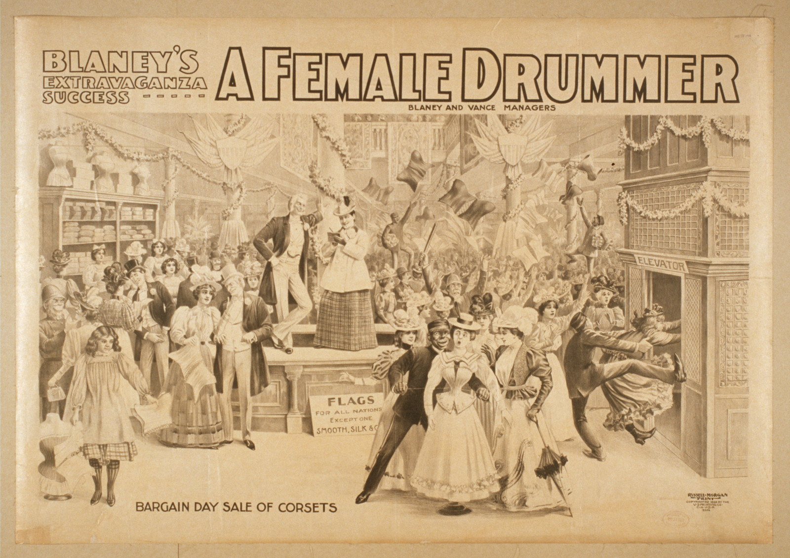 Blaneys extravaganza success A female drummer, 1898 — vintage poster