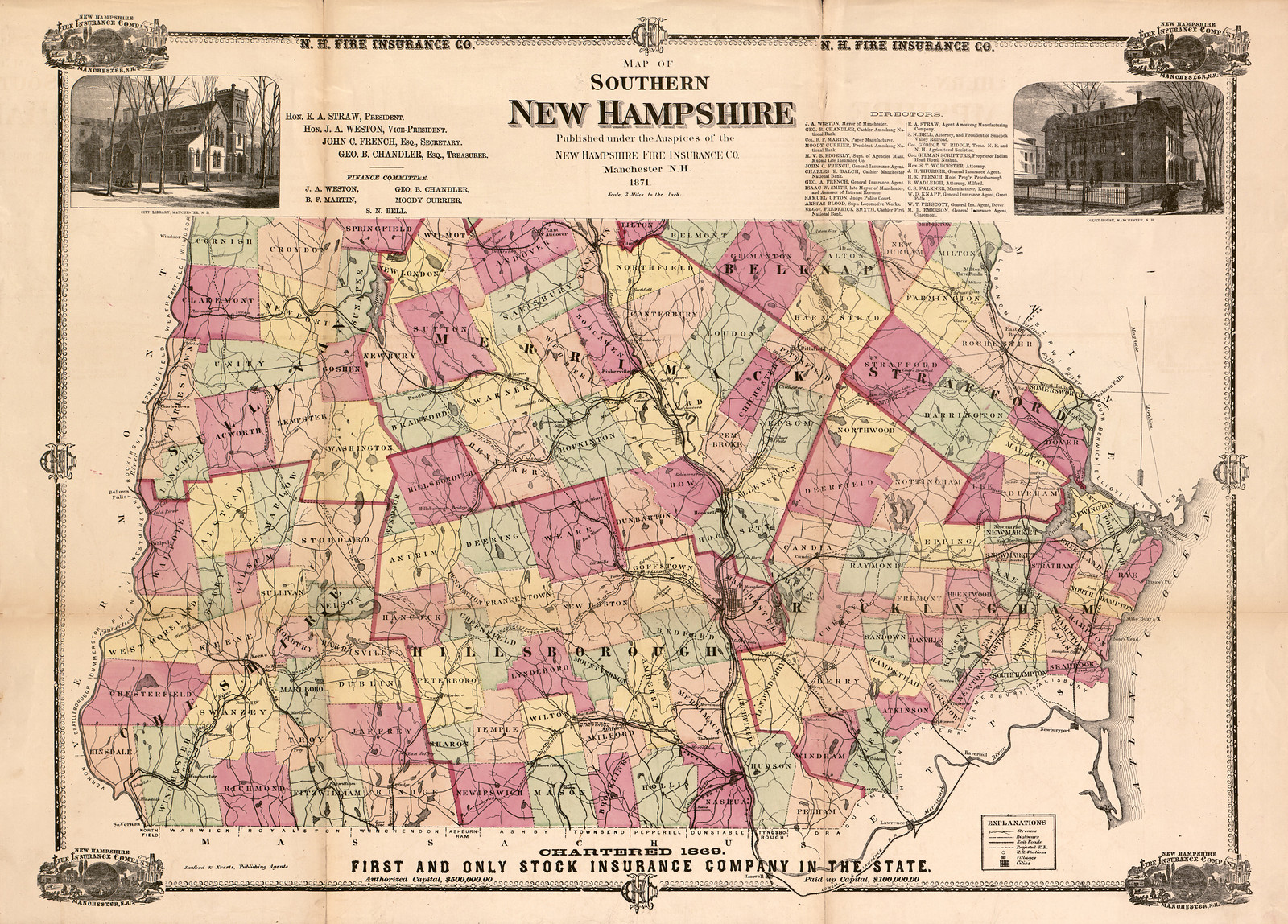 Southern New Hampshire, published by New Hampshire Fire Insurance Co., 1871, 1871 — antique map