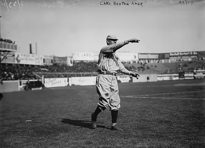 Cy Young, Boston AL, full-length portrait, standing, throwing baseball