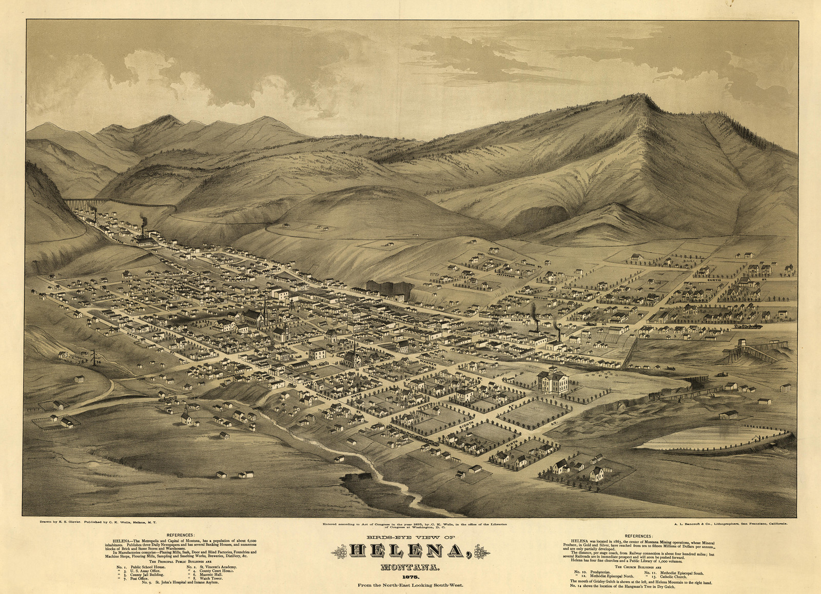 Helena, Montana, 1875, 1875 — antique map