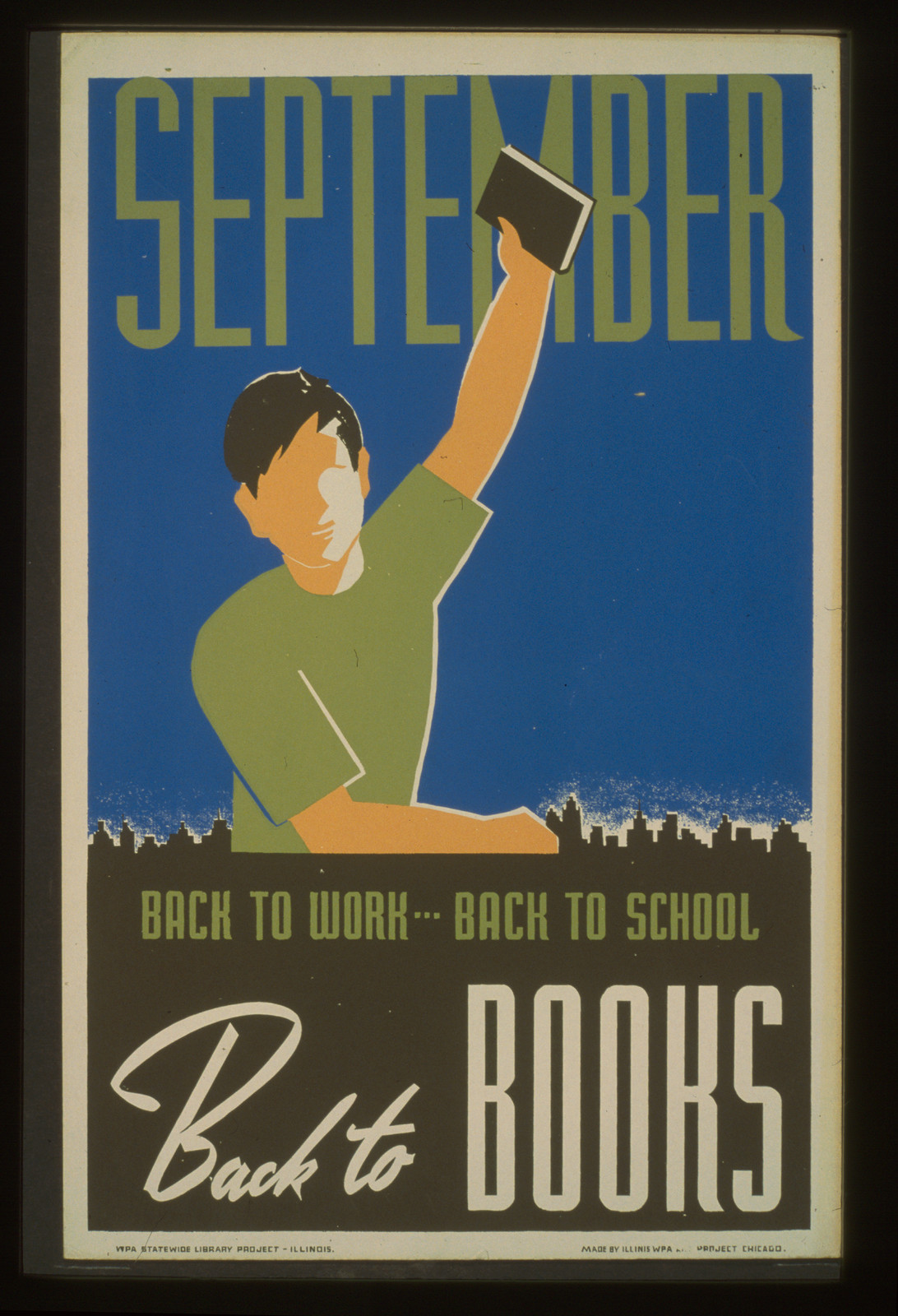 September--Back to work ... back to school back to books, 1936 — vintage poster