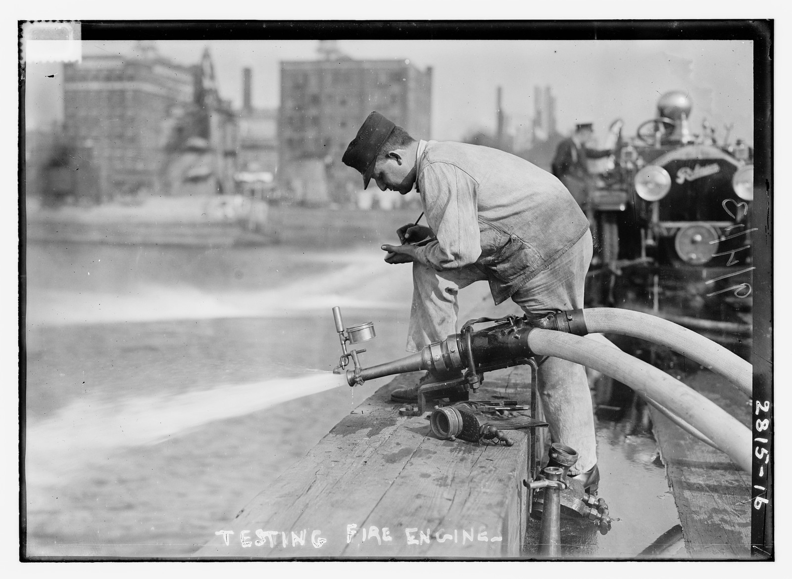Testing fire engines, n/a — historic photograph