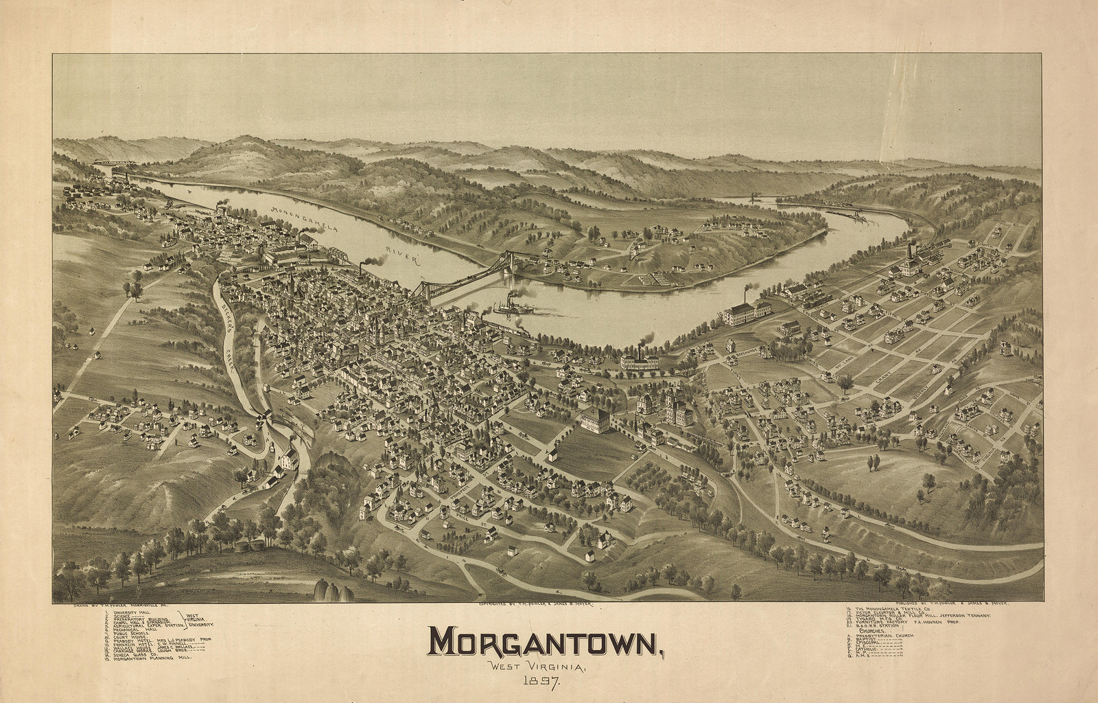 Morgantown, West Virginia, 1897, 1897 — antique map