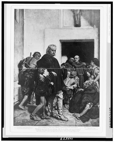 Fate directs the faltering footsteps of Columbus / Painting by Alfred Dehodencq.
