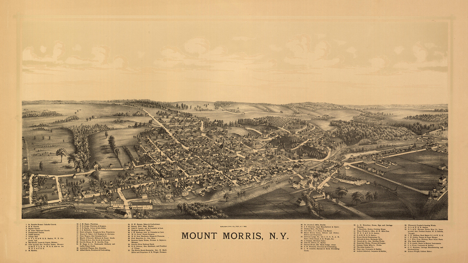 Mount Morris, New York, 1893, 1893 — antique map