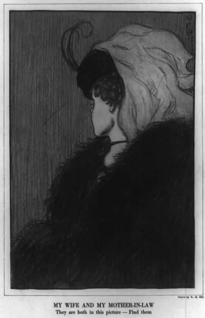 My wife and my mother-in-law. They are both in this picture--find them / drawn by W.E. Hill.