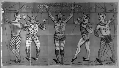 Five celebrated clowns attached to Sands, Nathans Co's Circus
