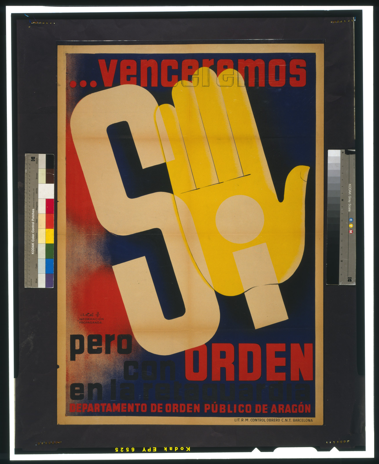 Si, venceremos, pero con orden en la retraguardia, Aragón : Departamento de Orden Público, [1937] — vintage poster
