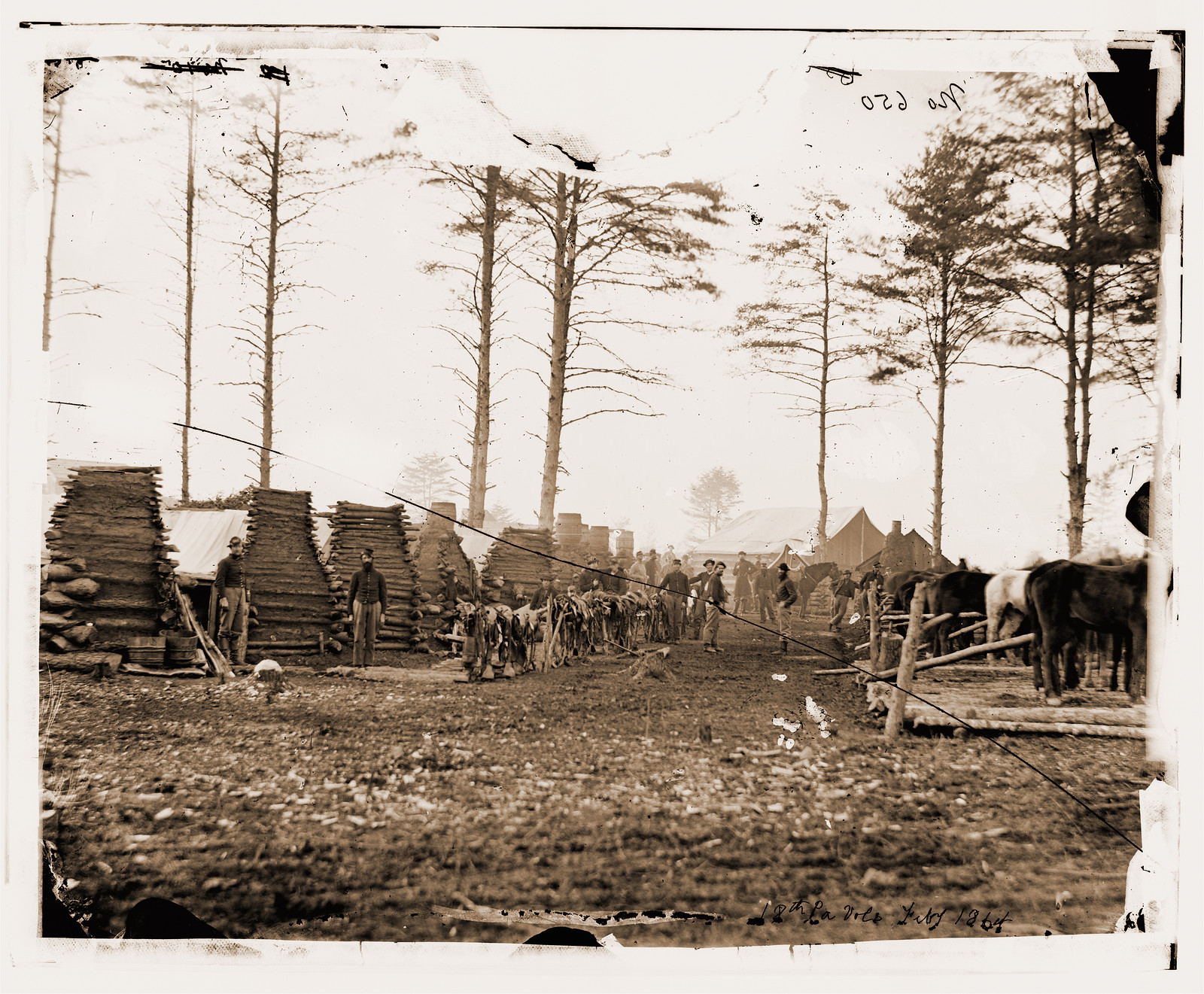 Brandy Station Virginia (vicinity). Camp of the 18th Pennsylvania Cavalry, 1864 — historic photograph