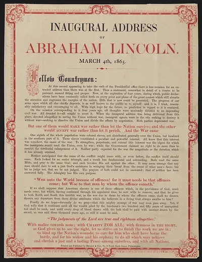 Inaugural Address of Abraham Lincoln, March 4th, 1865